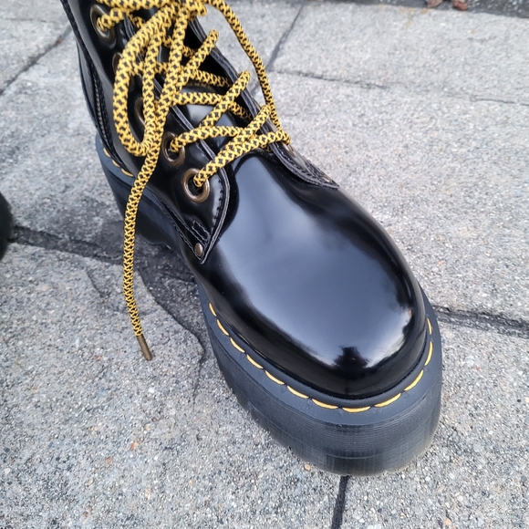 Dr. Martens Black Combat Boots with Yellow Laces - Picture 14 of 15